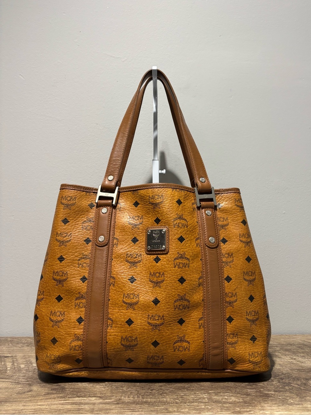 MCM Cognac Visetos Leather Tote Bag - Picture 2 of 11